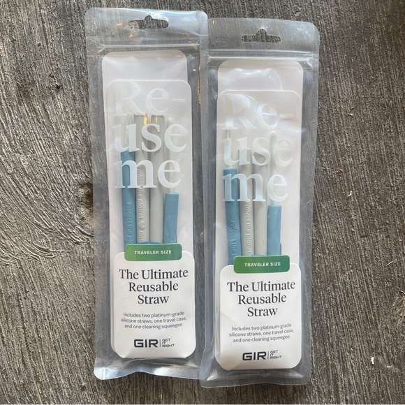 Lot Of 2 GIR Get It Right Ultimate Reusable Straw 4 Piece Set - Travel Size NEW - Picture 1 of 3